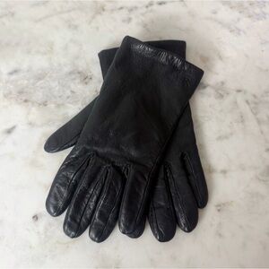 Ralph Lauren Sheepskin Black Leather Gloves Cashmere Size Medium Women’s
